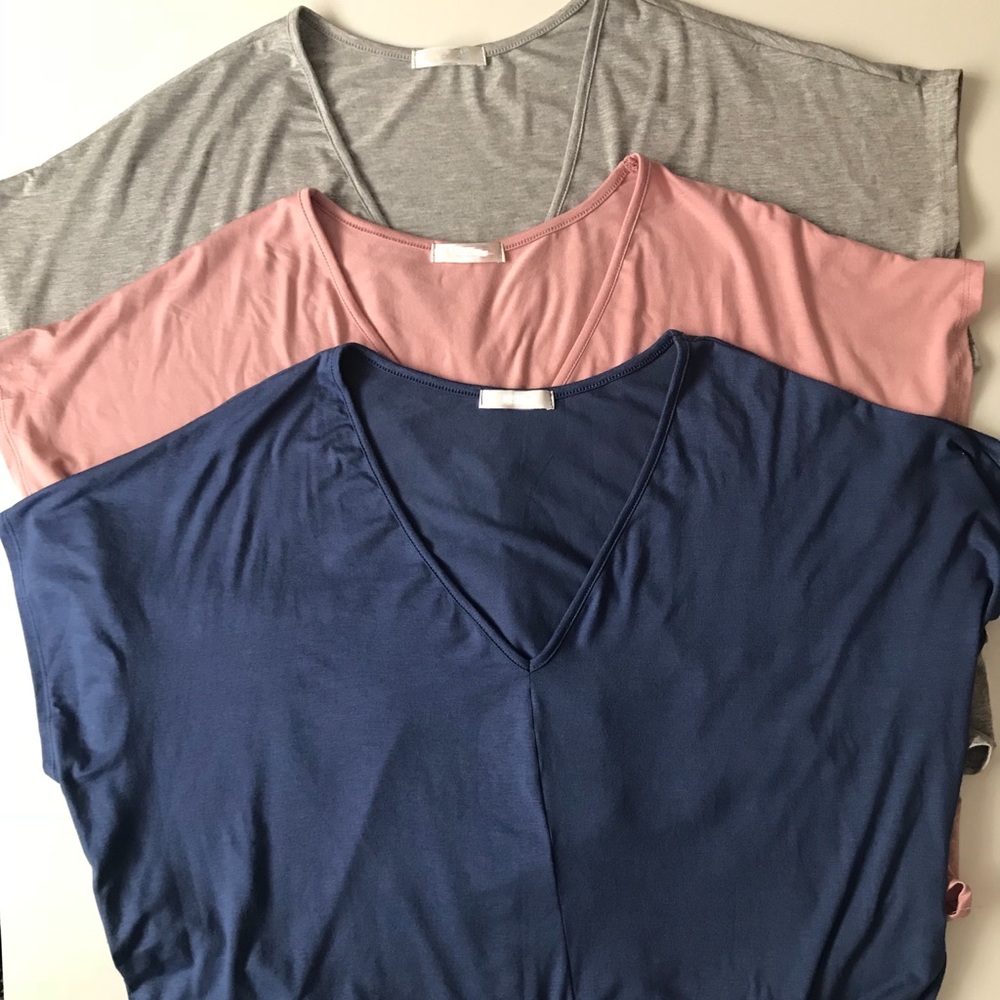 LAST 2✨Dusty Pink Solid Loose Fit Front Tie Top - Picture 6 of 8
